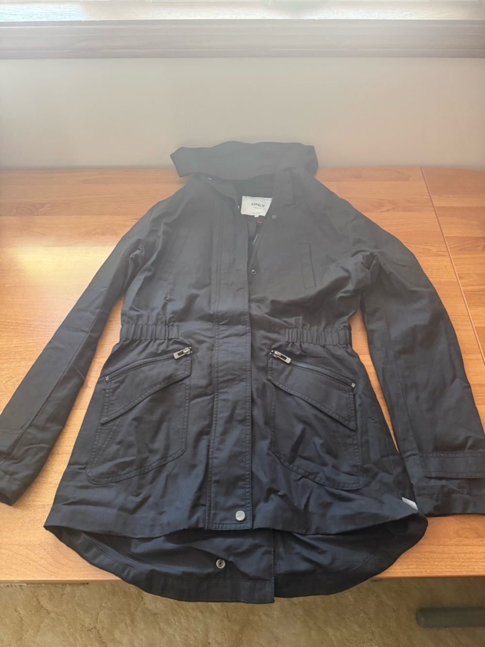 ONLY Black Hooded Trench Anorak